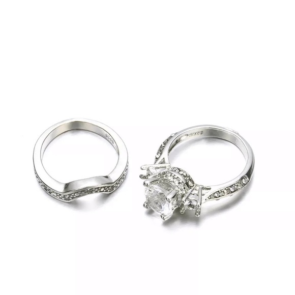 925 Silver White Sapphire Women Rings Set - Picture 3 of 7